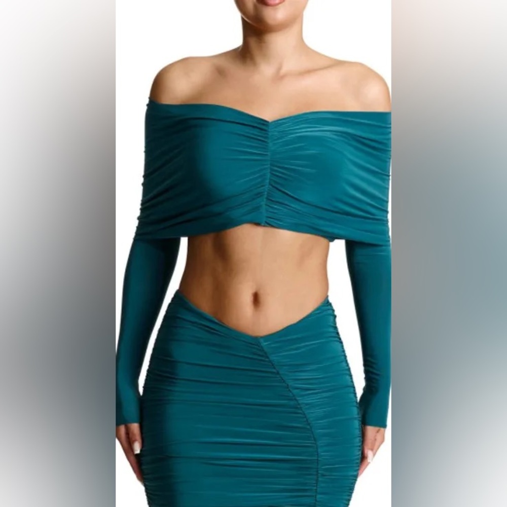 Naked Wardrobe Teal Off-Shoulder Blouse